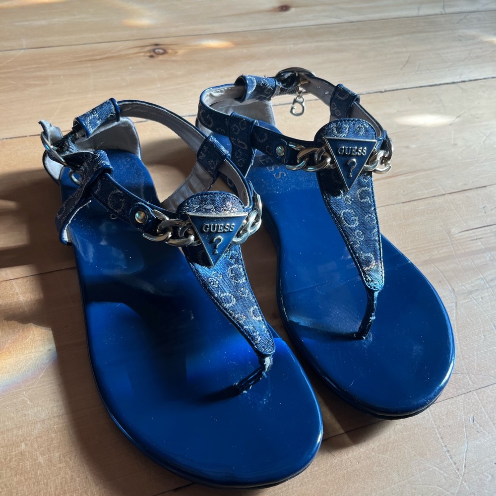 Guess Women's Navy Sandals with Logo Detail